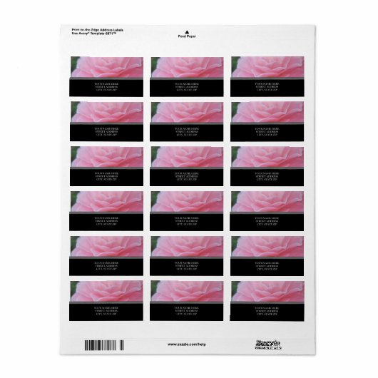 Roze Adresetiketten Etiket (Full Sheet)