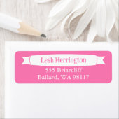 Roze adreslabel met decoratieve banner etiket (Insitu)