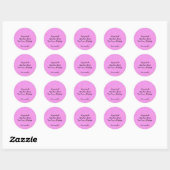 Roze adreslabel ronde sticker (Vel)