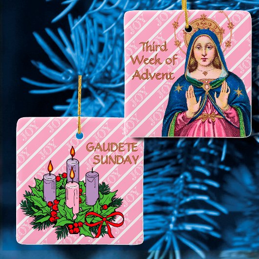 Roze Advent BVM / Gaudete zondag vierkant Keramisch Ornament