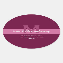 Roze advertentie Berry Modern trouwadres L006 Ovale Sticker