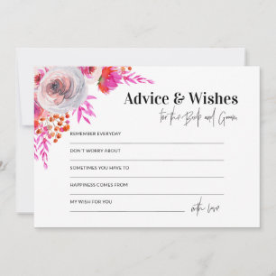 Roze advies en wensen voor de Kaart Bride en Groom Notitiekaartje