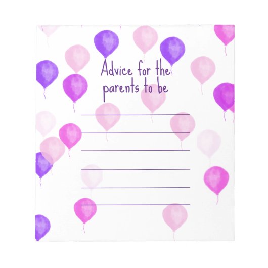 Roze  advies voor nieuwe ouders op baby shower notitieblok (Voorkant)