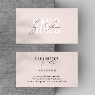 Roze Aesthetic Typografie Nagelstylist Visitekaartje