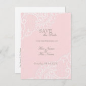 Roze afbeelding  legant kant bewaart de datum aankondigingskaart (Voorkant / Achterkant)