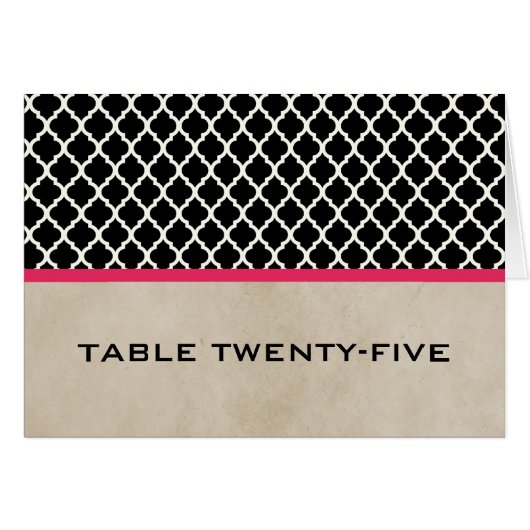 Roze afbeelding Quatrefoil tabelnummer Kaart (Voorkant Horizontaal)