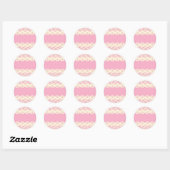 Roze, afgeronde Sticker met hart (Vel)
