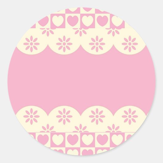 Roze, afgeronde Sticker met hart (Voorkant)