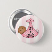 Roze Afrikaans Amerikaan Het is een meisje Ronde Button 5,7 Cm (Voorkant /achterkant)