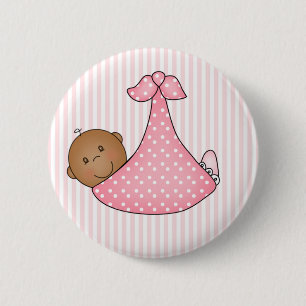 Roze Afrikaans-Amerikaans meisje in Blanket Ronde Button 5,7 Cm