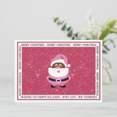 Roze Afrikaans-Amerikaanse Kerstman Kerstmis Feestdagenkaart (Staand voorkant)
