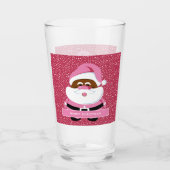 Roze Afrikaans-Amerikaanse Kerstman Kerstmis Glas (Voorkant)