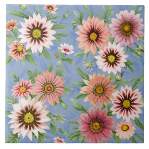 Roze Afrikaanse Gazania-madeliefjes bloemschilderk Tegeltje