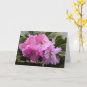 Roze Afrikaanse Violet-Moederdag Kaart (Gele Bloem)