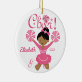 Roze Afro-Amerikaans Cheerleader Ornament (Rechts)