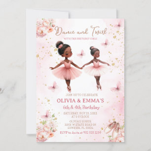 Roze Afro-Amerikaanse ballerina gezamenlijke verja Kaart