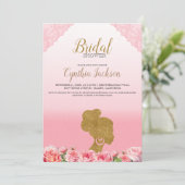  Roze Afro-Amerikaanse bruid Vrijgezellenfeest Kaart (Staand voorkant)