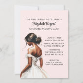 Roze Afro-Amerikaanse bruids douche uitnodiging (Voorkant)