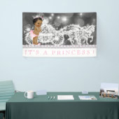 Roze Afro-Amerikaanse Prinses Baby Shower Spandoek (Beurs)