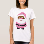 Roze Afro-Amerikaanse zwarte Kerstman Kerstmis T-shirt (Voorkant)