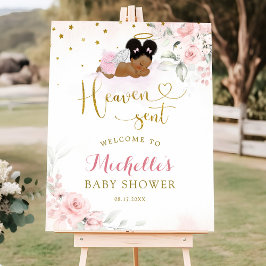 Roze Afro Angel Baby Heaven Verzonden Welkomstbord Poster