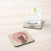 Roze Afro Bloem in Haar Haar Haar, Onderzetters Se (Rechterzijde)