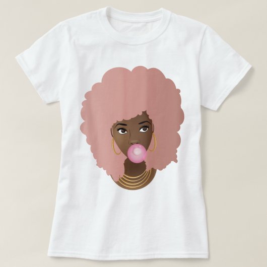 Roze Afro, Popping Roze Bubble Gum T-shirt (Design voorkant)