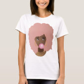 Roze Afro, Popping Roze Bubble Gum T-shirt (Voorkant)