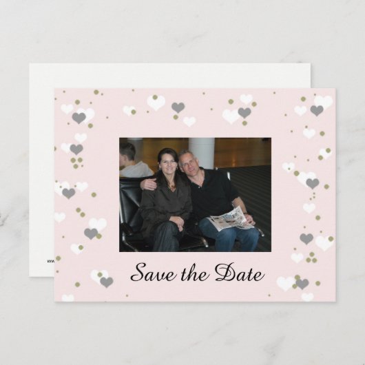 Roze afspeelkoppen Opslaan datum Aankondigingskaart (Voorkant / Achterkant)