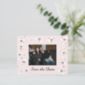 Roze afspeelkoppen Opslaan datum Aankondigingskaart (Staand voorkant)