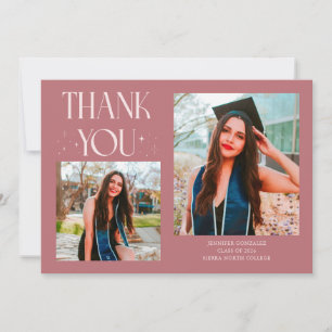 Roze Afstudeer Bedankt 2-Foto  Aankondiging