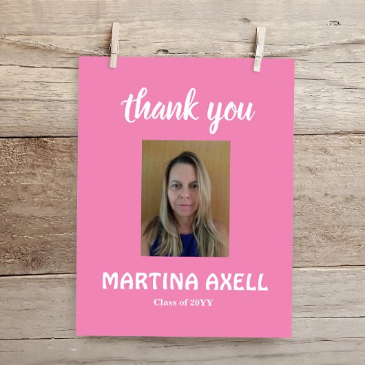 Roze afstudeer dankjewel foto ansichtkaart briefkaart