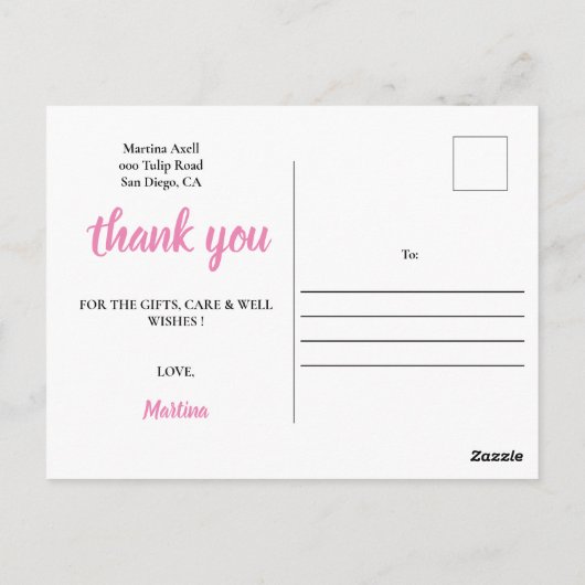 Roze afstudeer foto dank je kaart (Achterkant)