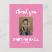Roze afstudeer foto dank je kaart (Voorkant)