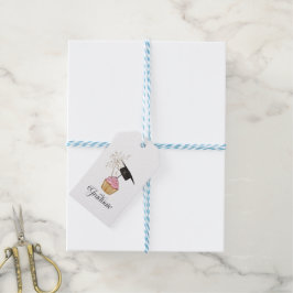 Roze afstudeercupcake afgestudeerde cadeaulabel