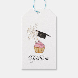 Roze afstudeercupcake afgestudeerde cadeaulabel