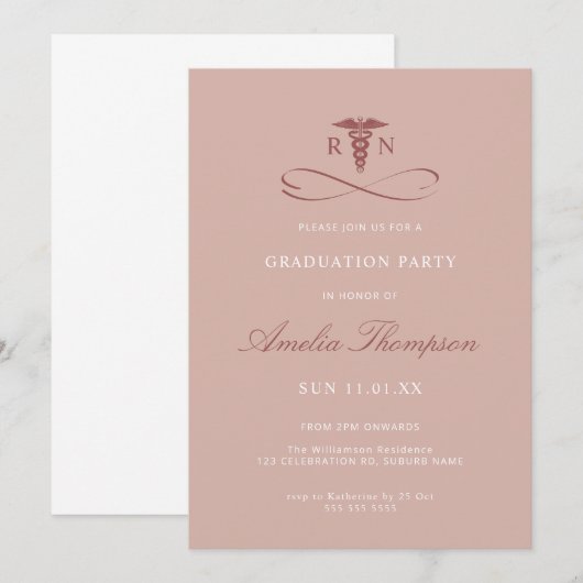 Roze Afstudeerder Party verpleegkundige Afstuderen Kaart (Voorkant / Achterkant)