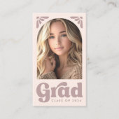 Roze afstudeerder student afstuderen netwerkfoto b visitekaartje (Voorkant)