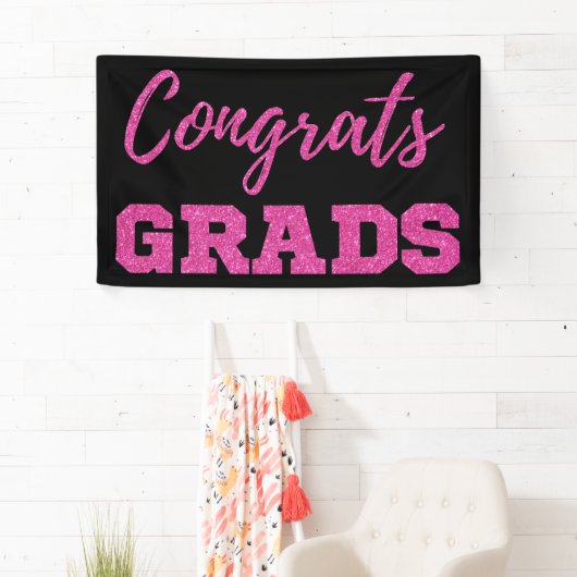 Roze Afstudeerders met glitterconcentraat Spandoek (Insitu)