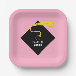 Roze afstudeerfeest 2026 papieren bordje