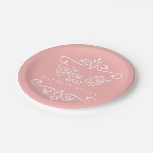  roze | afstudeerfeest papieren bordje (Gekanteld)