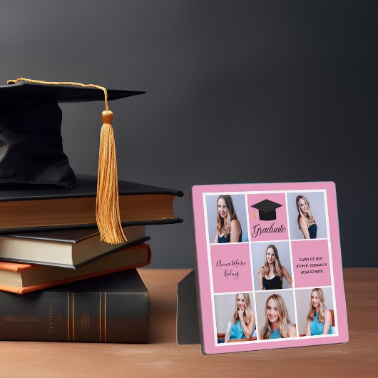 Roze afstudeerfoto-collage Schattige afstuderen Fotoplaat