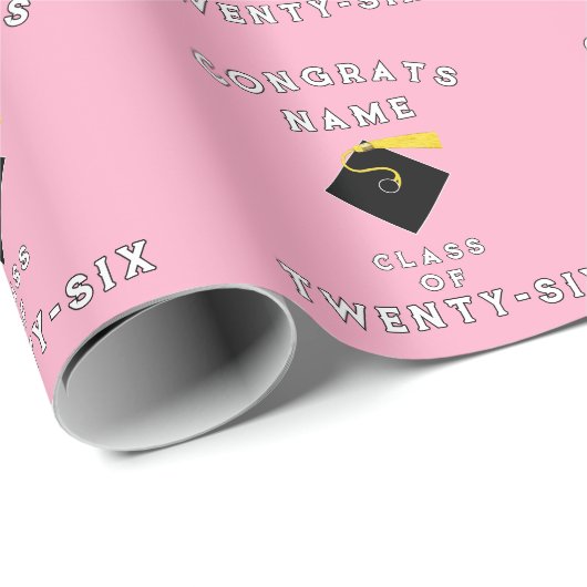 Roze Afstudeergeschenk 2026 Cadeaupapier (Rol Hoek)