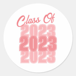 Roze Afstudeerklas Ronde Sticker