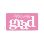 Roze afstudeertekst in moderne typografie adres etiket (Voorkant)