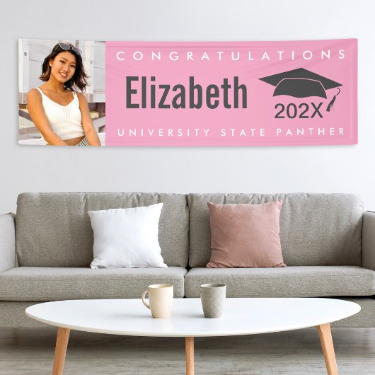 Roze afstuderen 1 foto modern vet eenvoudig minima spandoek