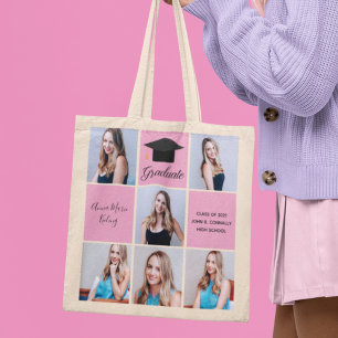 Roze Afstuderen 2023 Senior Portrait Photo Collage Tote Bag