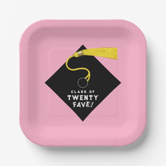 Roze Afstuderen 2025 Party Papieren Bordje (Voorkant)