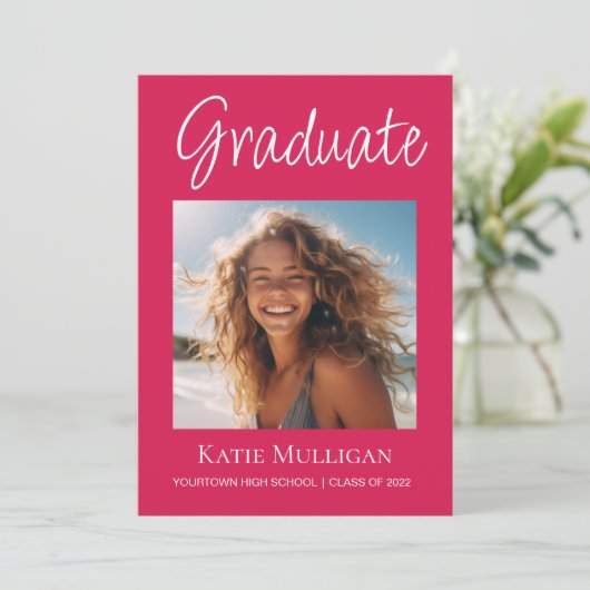 Roze Afstuderen 2 Foto Graduation Party (Staand voorkant)