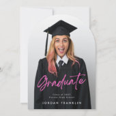 Roze Afstuderen Aankondiging Photo Arch Kaart (Voorkant)